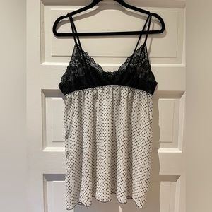 Hanky Panky slip dress black and white polka dot sheer lace top